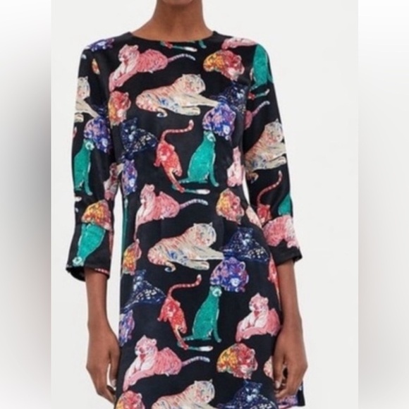 Zara Dresses & Skirts - NWT Zara Basic Z1975 Denim Polyester Tiger Cat Dress M